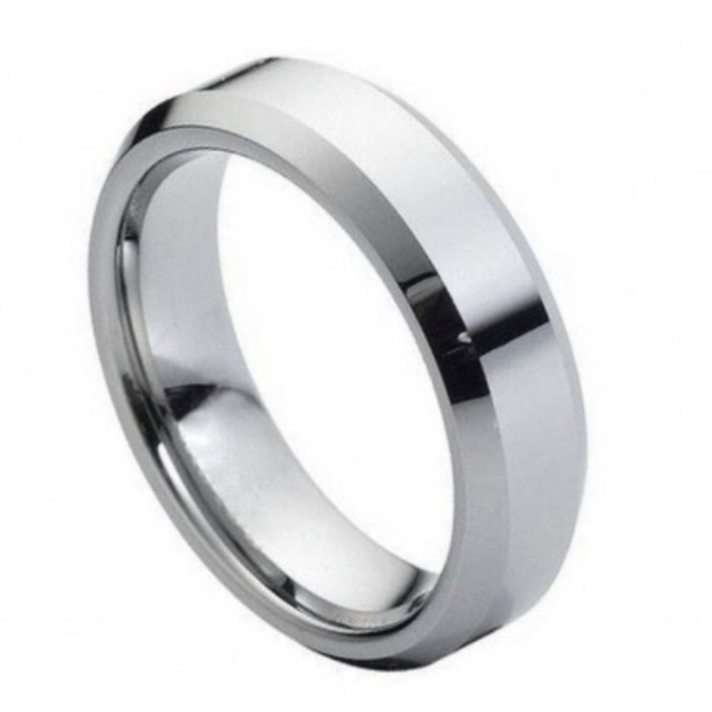 7mm high polished beveled edge tungsten ring